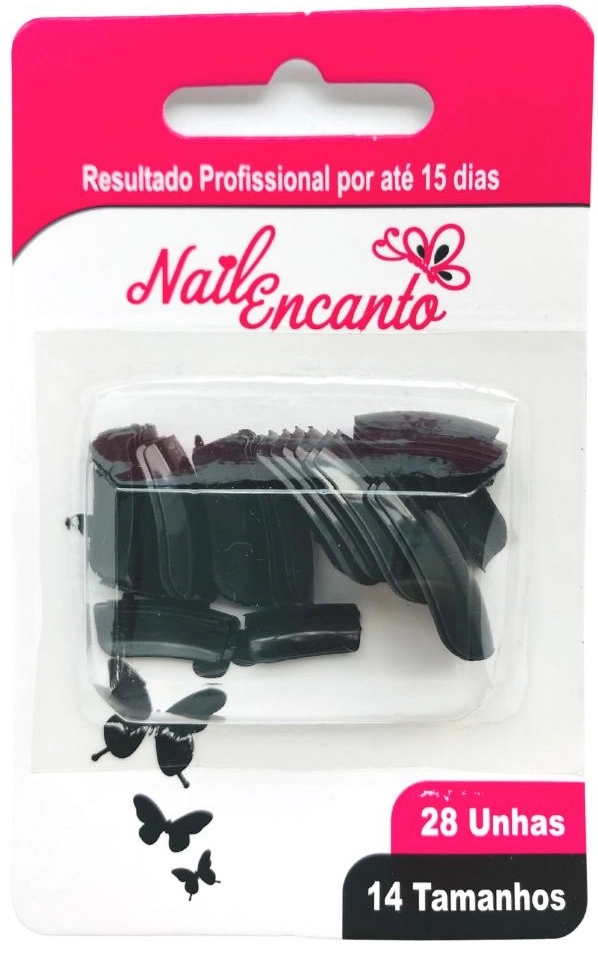 Unhas Nail Encanto Cart Colors C/28 Preta