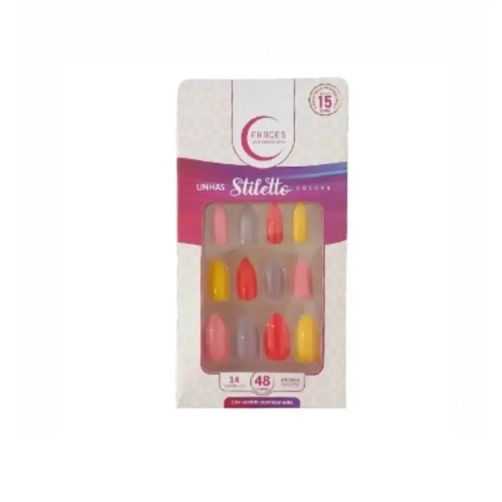 Unha Postica Fhaces Stiletto Multi Saori 48un