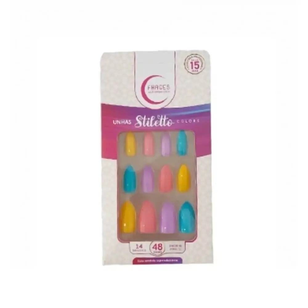 Unhas Fhaces Stilleto Multi Esperanca C/48 Unhas