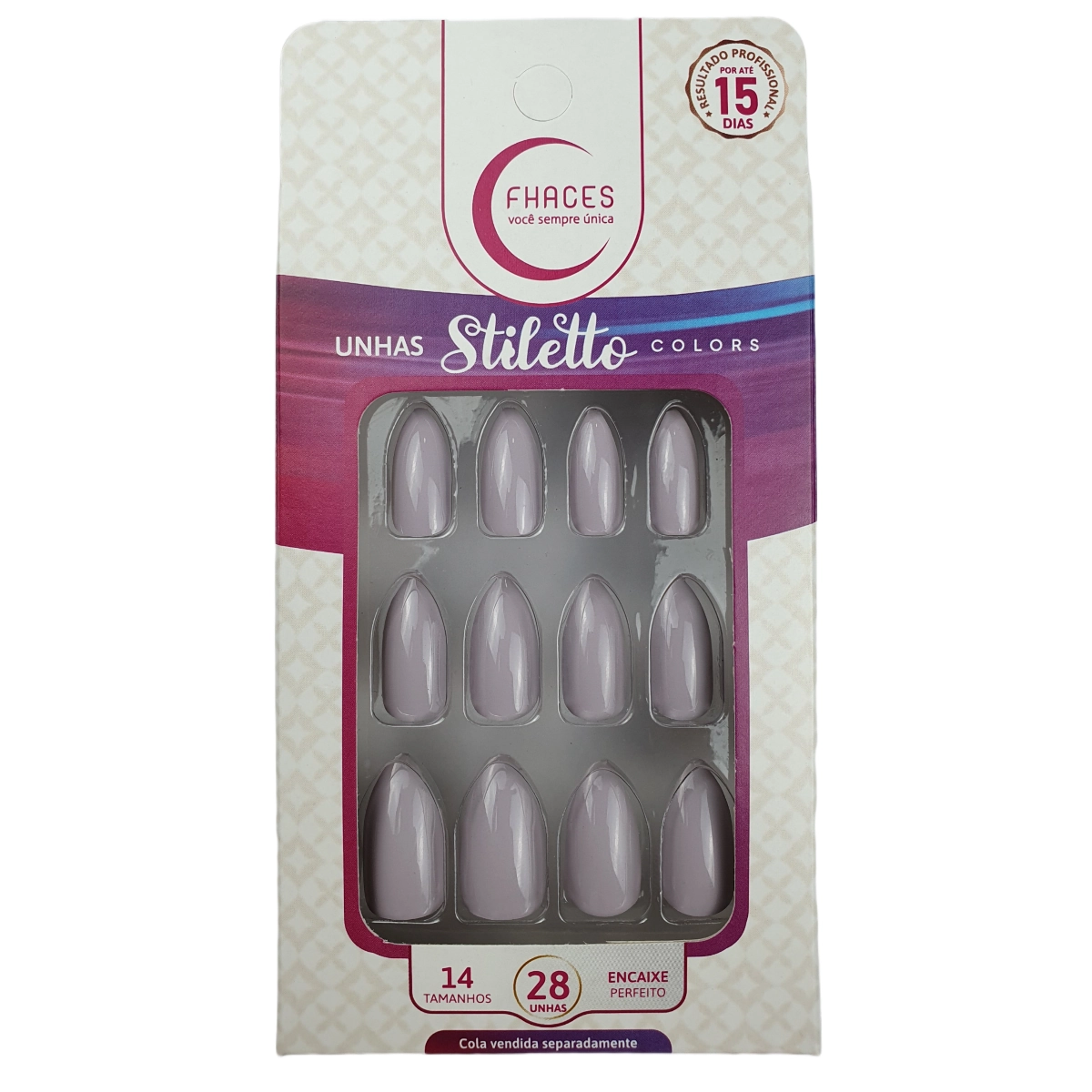 Unhas Posticas Fhaces Stiletto Nude Tutu C/28un