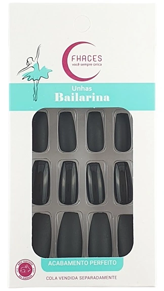 Unhas Fhaces Bailarina C/56 All Black Brilho E Fosco