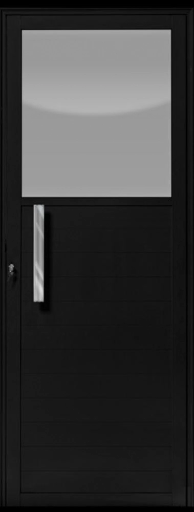 Porta De Alumínio Vidro Fixo Lambril Max Preto "d" 210x70