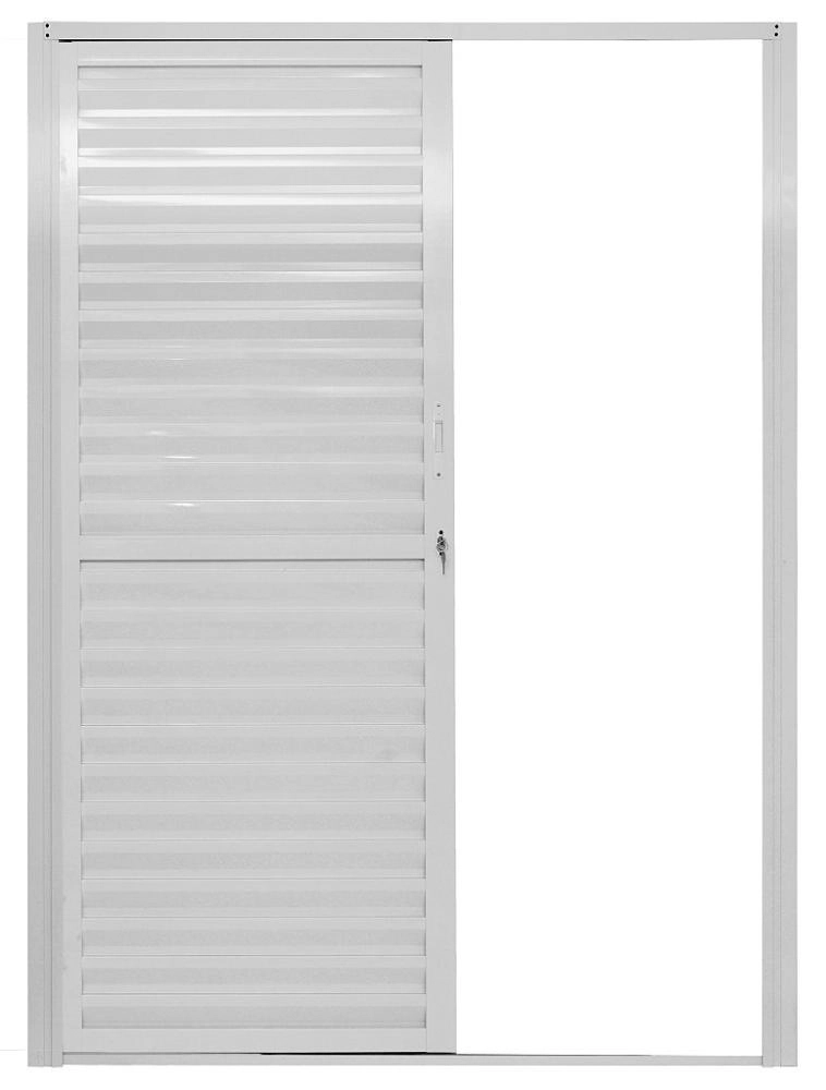 Porta De Alumínio Parede Palheta Branco Esquerda - 210x195