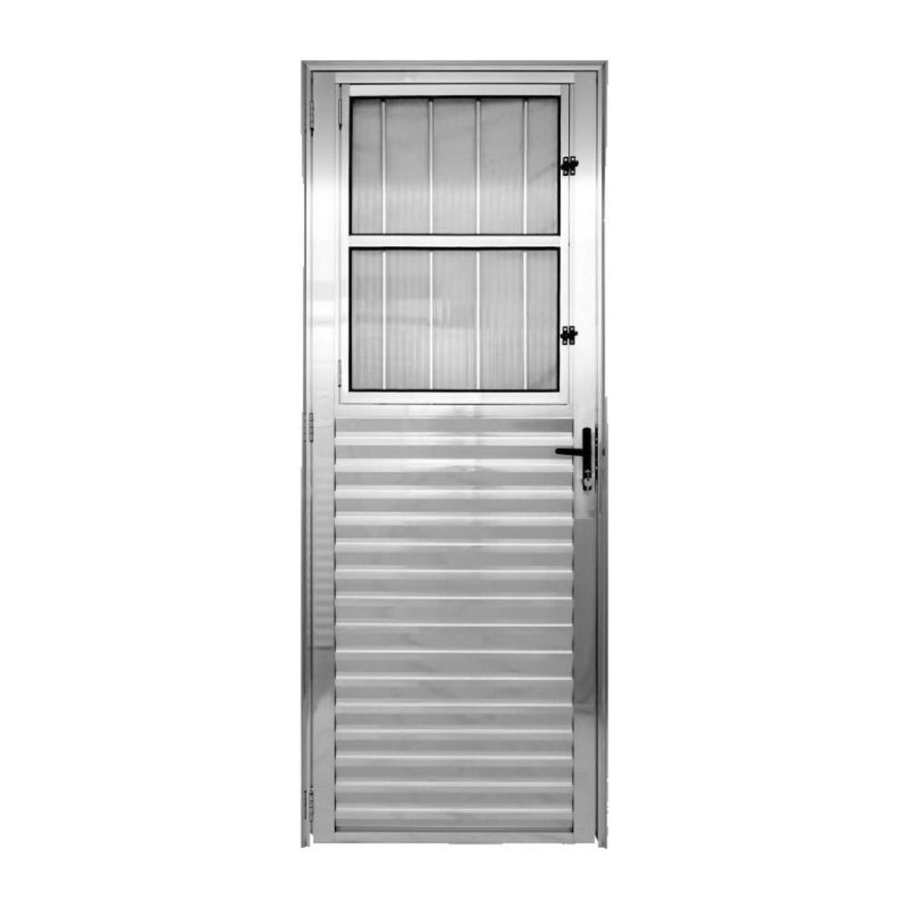 Porta De Alumínio Social Brilhante Fit Direita- 210x80