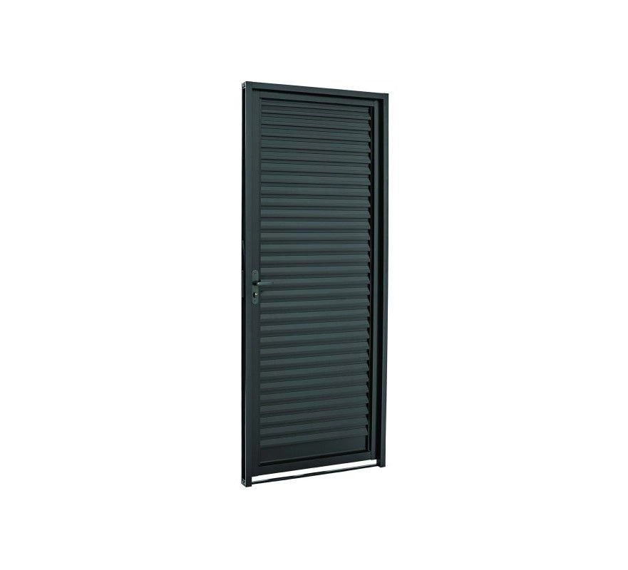 Porta De Alumínio Palheta Preta Maxx Direita - 210x80