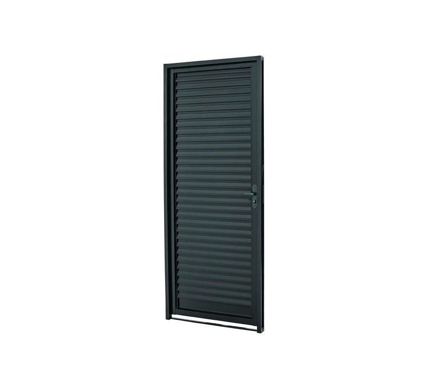 Porta De Alumínio Palheta Preta Maxx Esquerda - 210x80