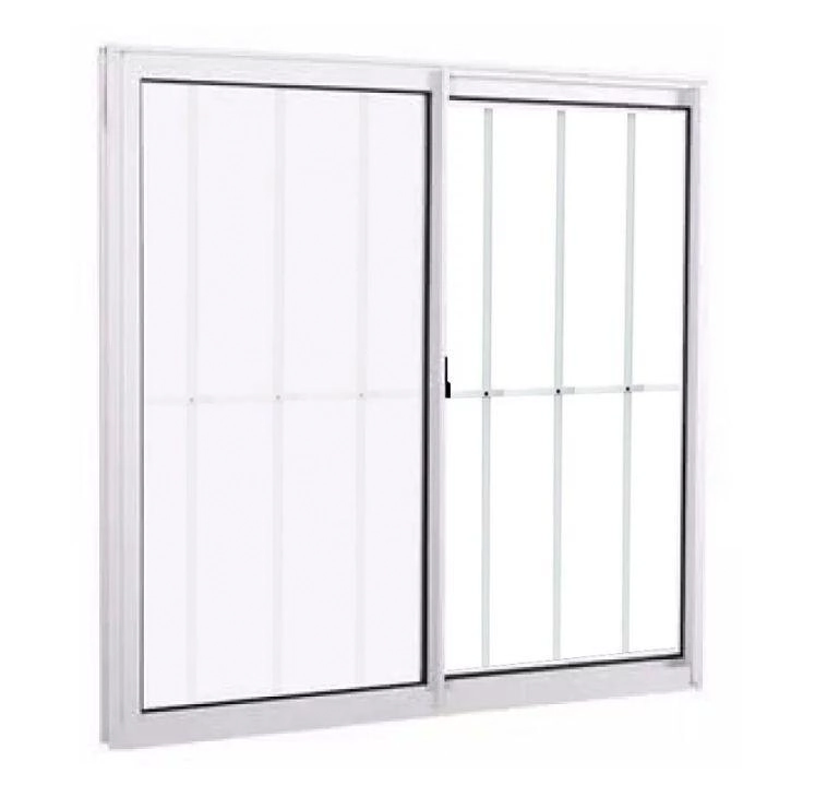 Janela De Alumínio 02 Folhas Com Grade Branca Fit - 100x150