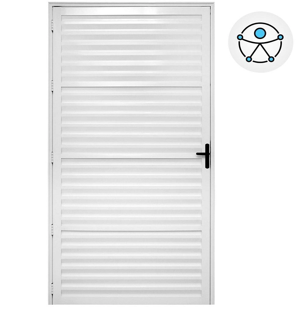 Porta De Alumínio Palheta Branca Max Acess Esquerda 210x115