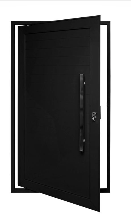 Porta Pivotante Alumínio Lambril Preto Esquerda 210x120