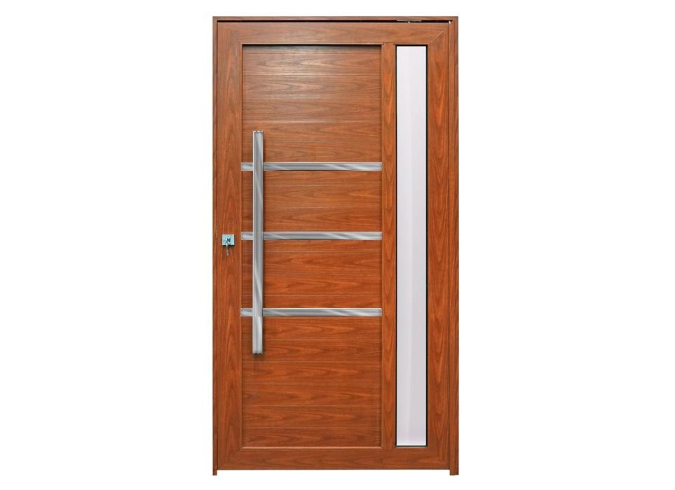 Porta Pivotante C/visor E Friso Lambril Madeiro "d" 230x120