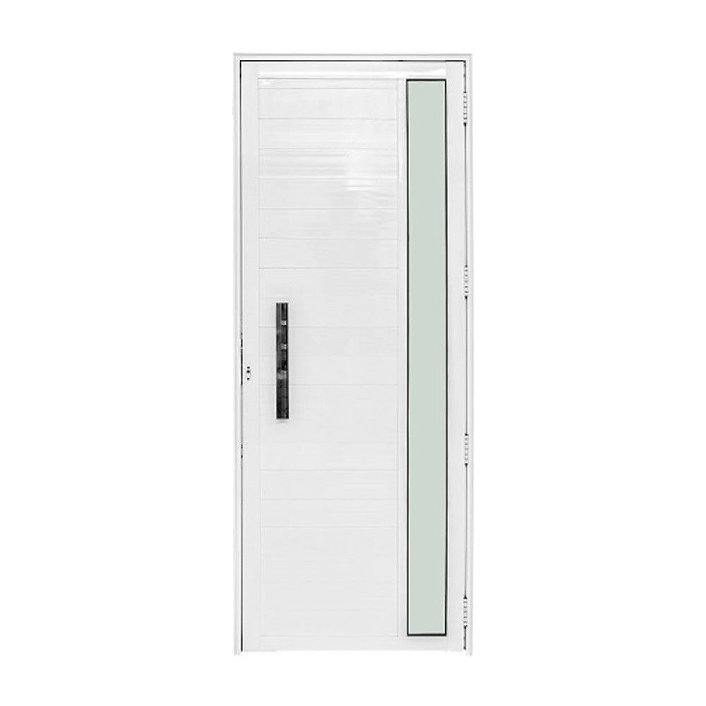 Porta De Alumínio Lambril Visor Branca Esquerda - 210x100