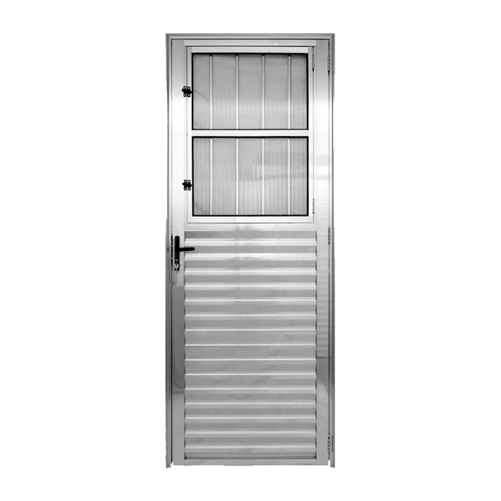 Porta De Alumínio Social Brilhante Fit Esquerda - 210x80