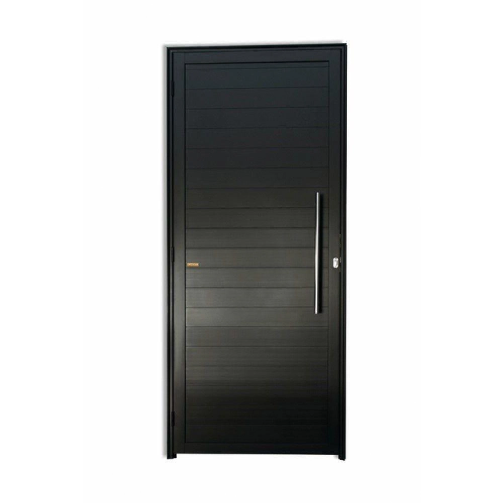 Porta De Alumínio Lambril Preto Esquerda - 210x70