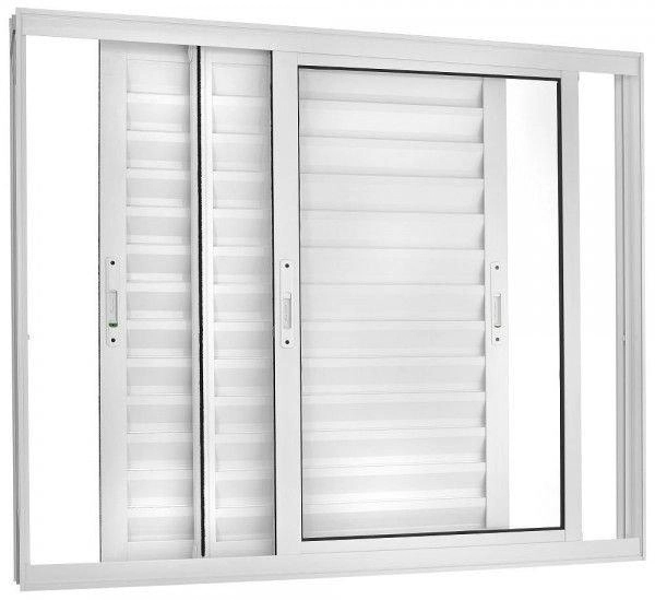 Janela De Alumínio Veneziana 03 Folhas Branca Maxx - 100x150
