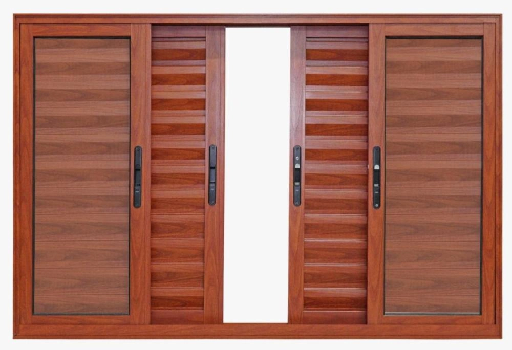 Janela De Alumínio Veneziana 06 Folhas Madeira Max - 120x150