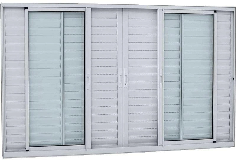 Janela De Alumínio Veneziana 06 Folhas Branca Maxx - 100x120