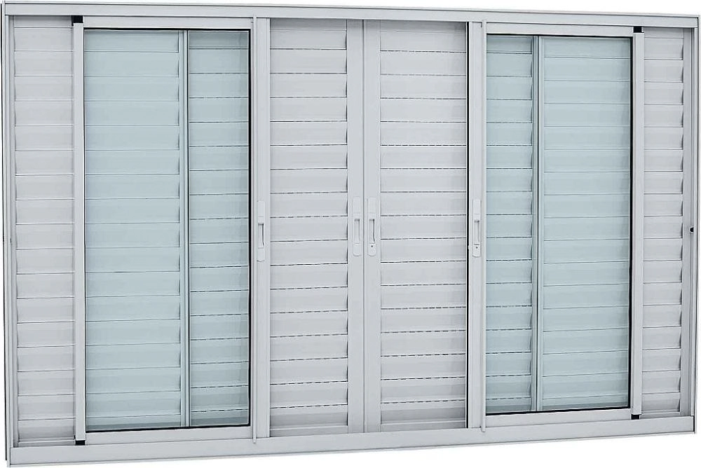 Janela De Alumínio Veneziana 06 Folhas Branca Maxx - 120x180