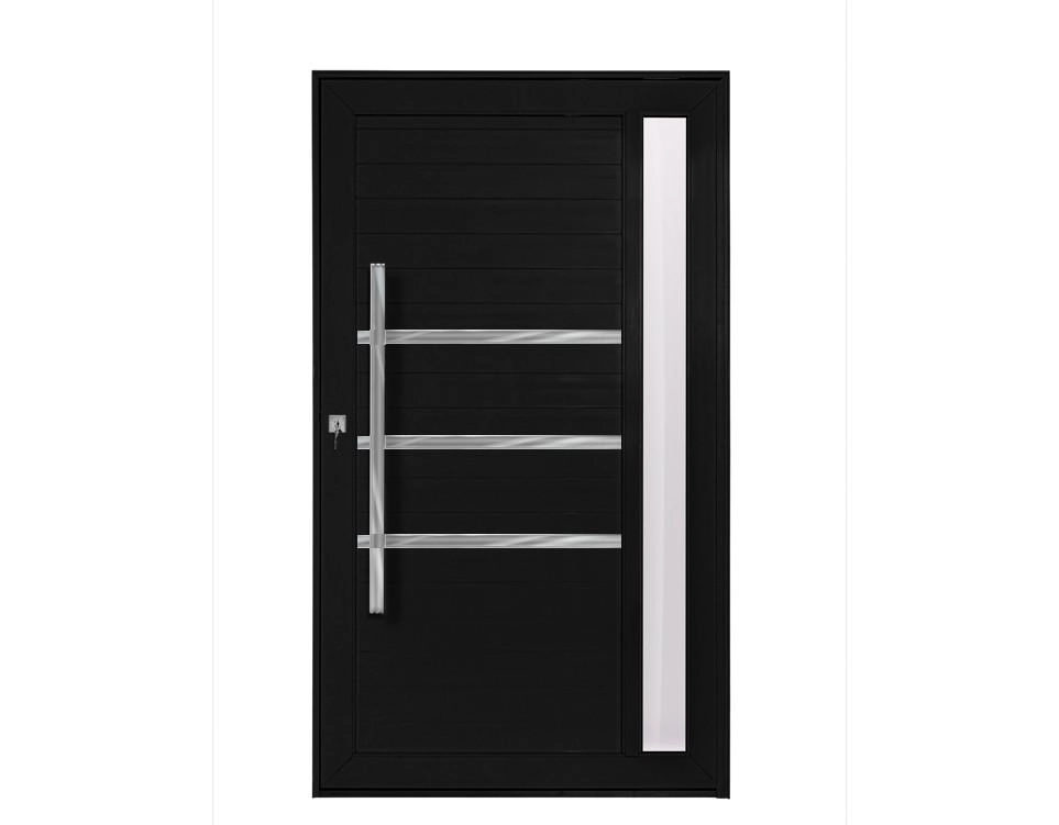 Porta Pivotante C/visor E Friso Lambril Preto "d" 210x110
