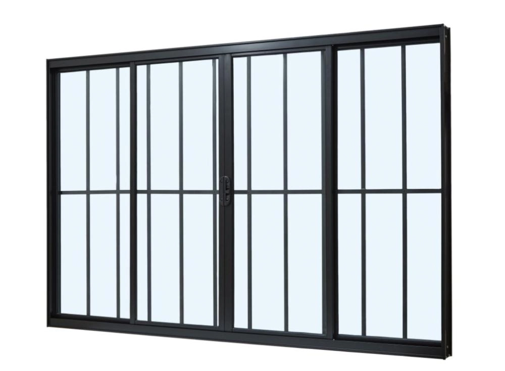 Janela De Alumínio Classic 04 Folhas Com Grade Preto - 100x180