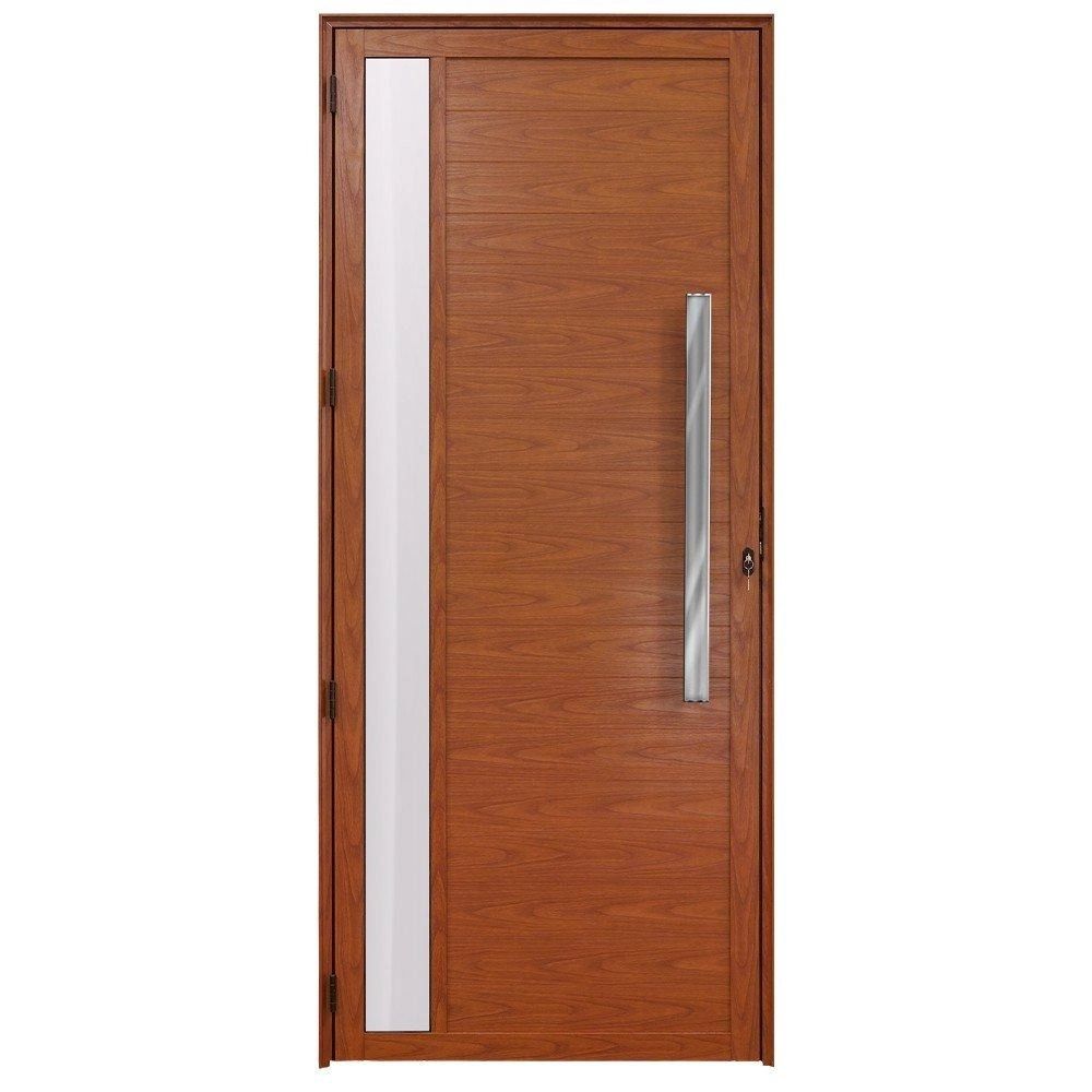 Porta Alumínio Lambril Com Visor Madeiro Direita - 210x90