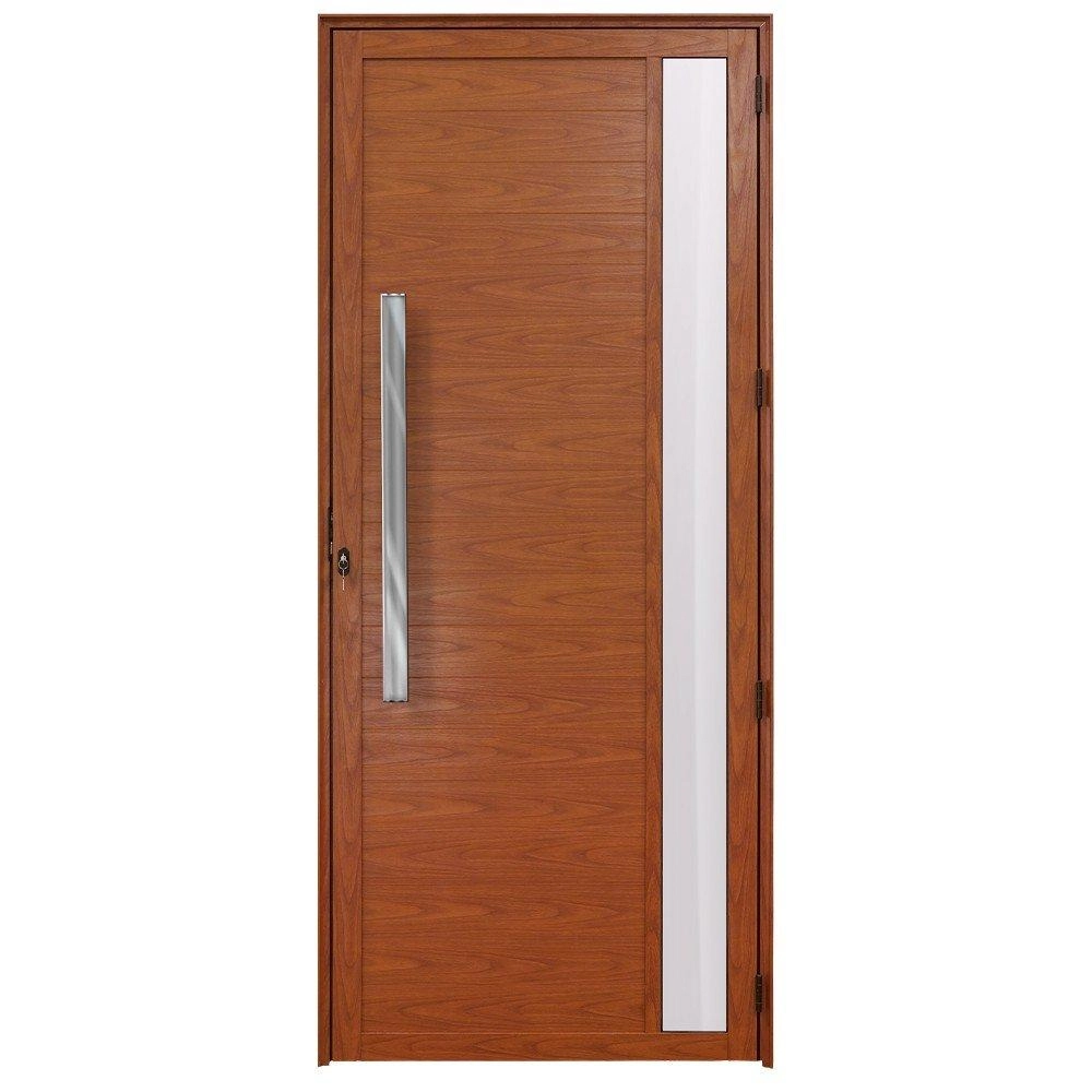 Porta Alumínio Lambril Com Visor Madeiro Direita - 210x85