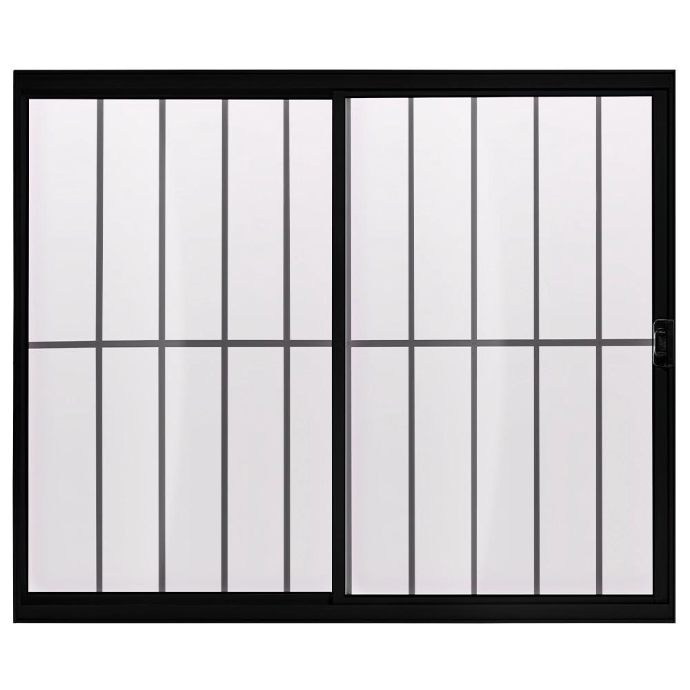 Janela De Alumínio 02 Folhas Com Grade Preto Fit - 100x150