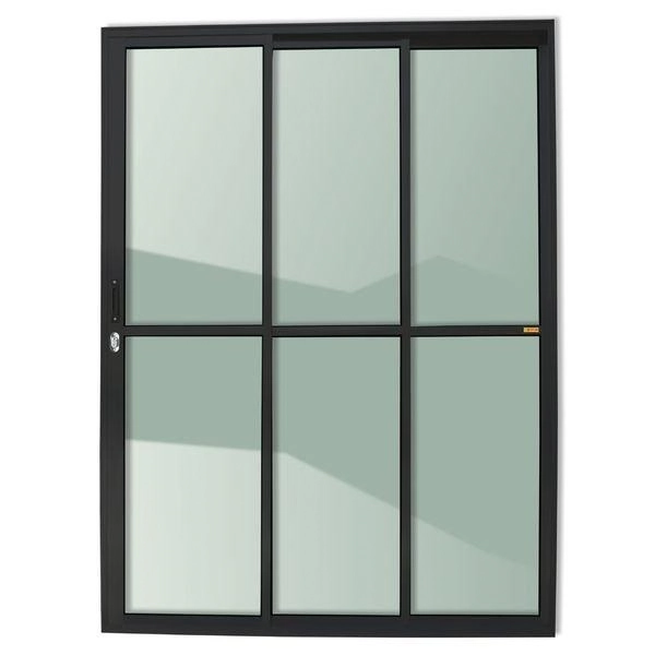 Porta De Aluminio 03 Folhas Móveis Maxx Preto - 210x120