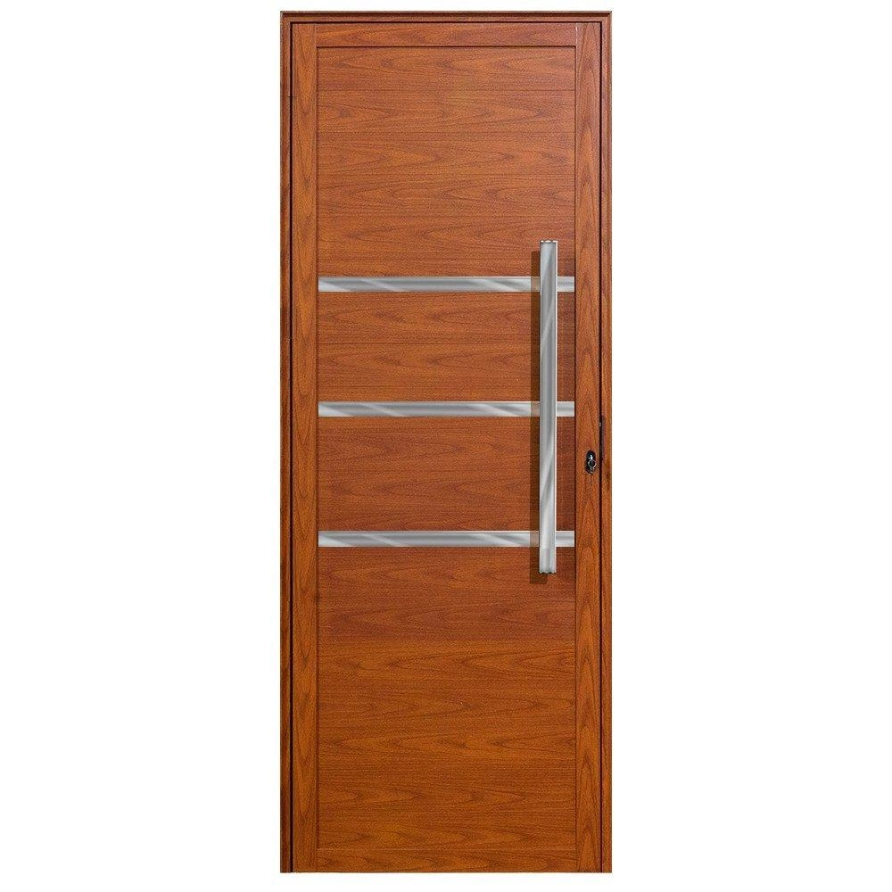 Porta De Alumínio Com Friso Lambril Max Madeiro "e" 210x70