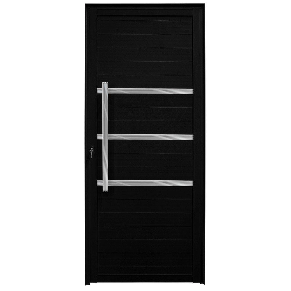 Porta De Alumínio Com Friso Lambril Max Preto "d" 210x90