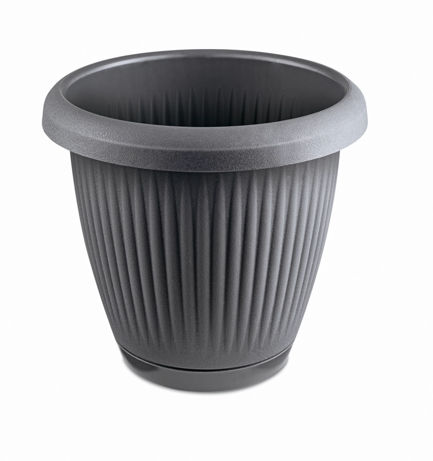 Kit Vaso Prato Redondo Cinza Concreto 3.2l 897 Usual