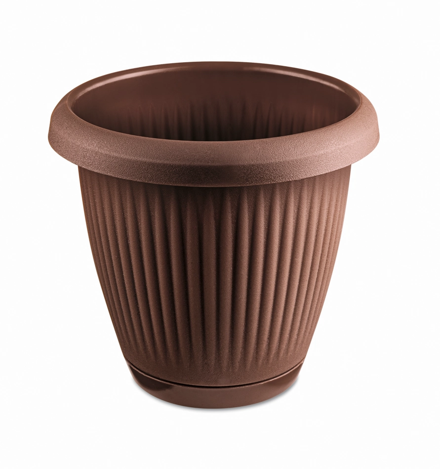 Kit Vaso Prato Redondo Marrom 3.2l 898 Usual