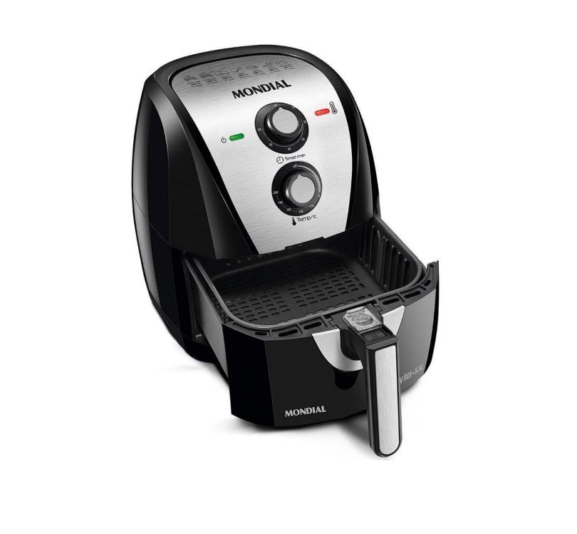 Fritadeira Eletrica Sem Oleo Air Fryer Mondial Af 55i Grand Family Inox 5 5l Preta Com Timer 110v