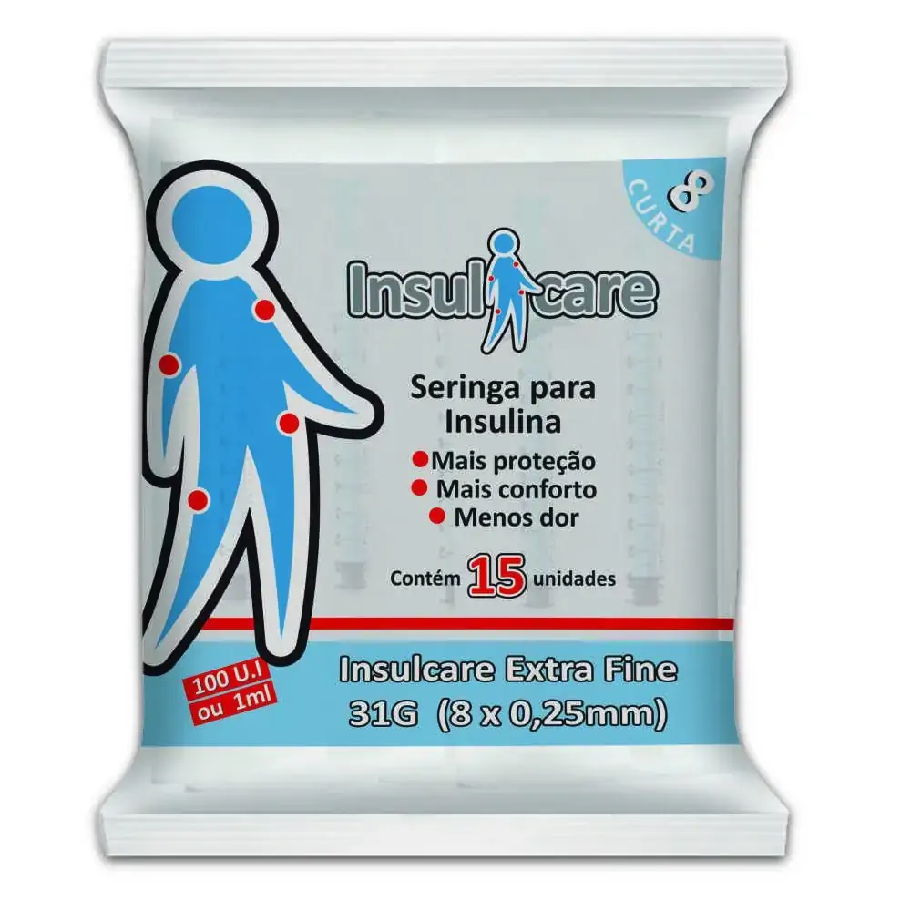 Seringa Insulina 0,5ml Extra Fine Pct C/15 Unds Insulcare