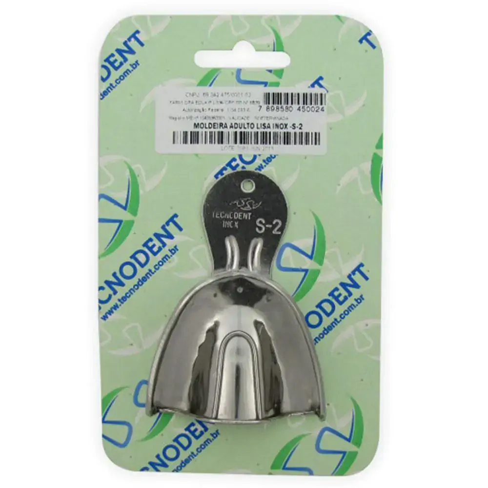 Moldeira Avulsa Lisa Adulto Inox S-2 Dentado - Tecnodent