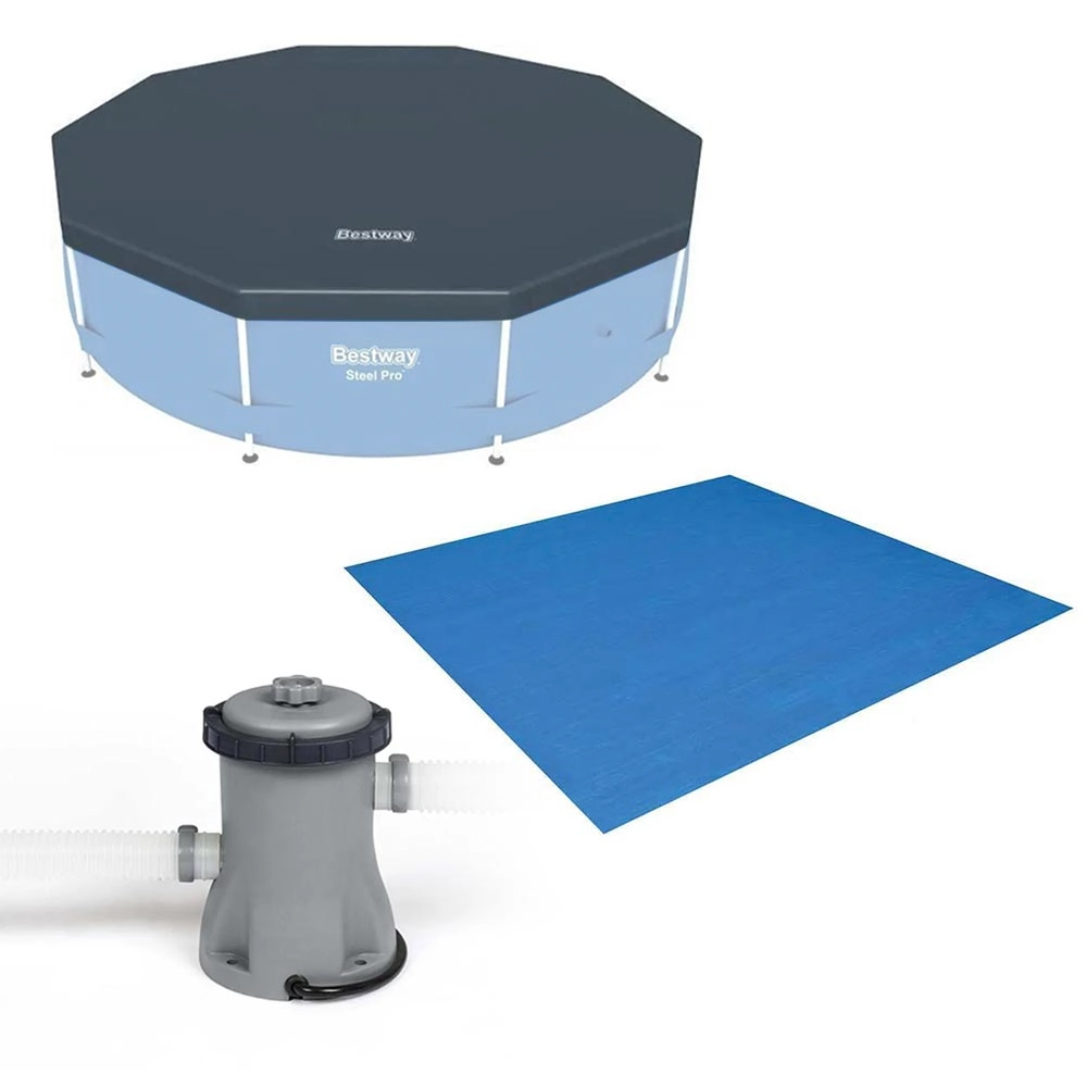 Kit Filtro 1.250 Litros/hora 220v + Capa 305 Estrutural + Forro Bestway