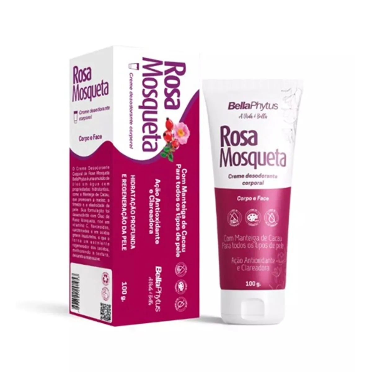 Rosa Mosqueta Creme Desodorante Corporal Bellaphytus 100ml