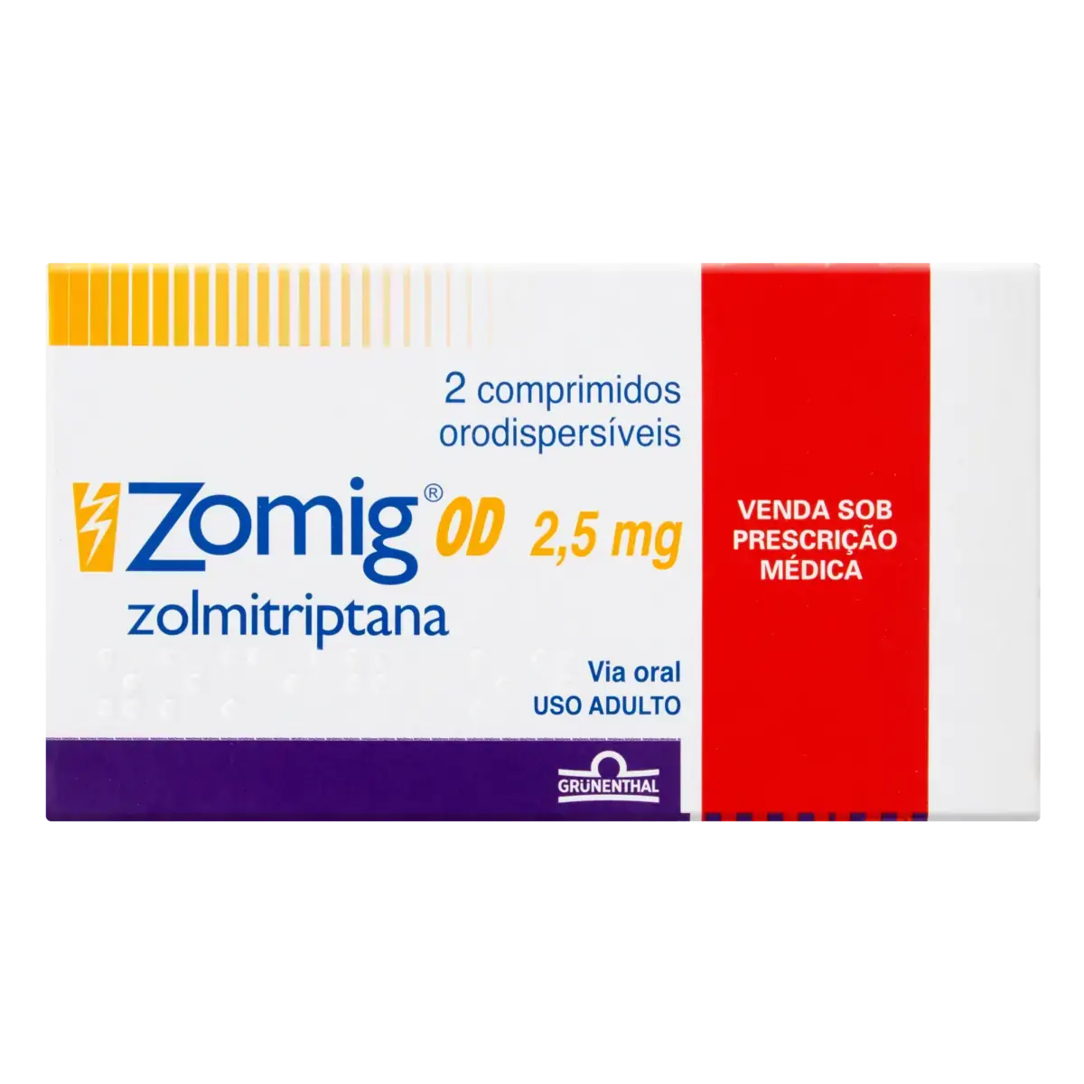 Zomig Od 2,5mg Grünenthal Caixa 2 Comprimidos Orodispersíveis