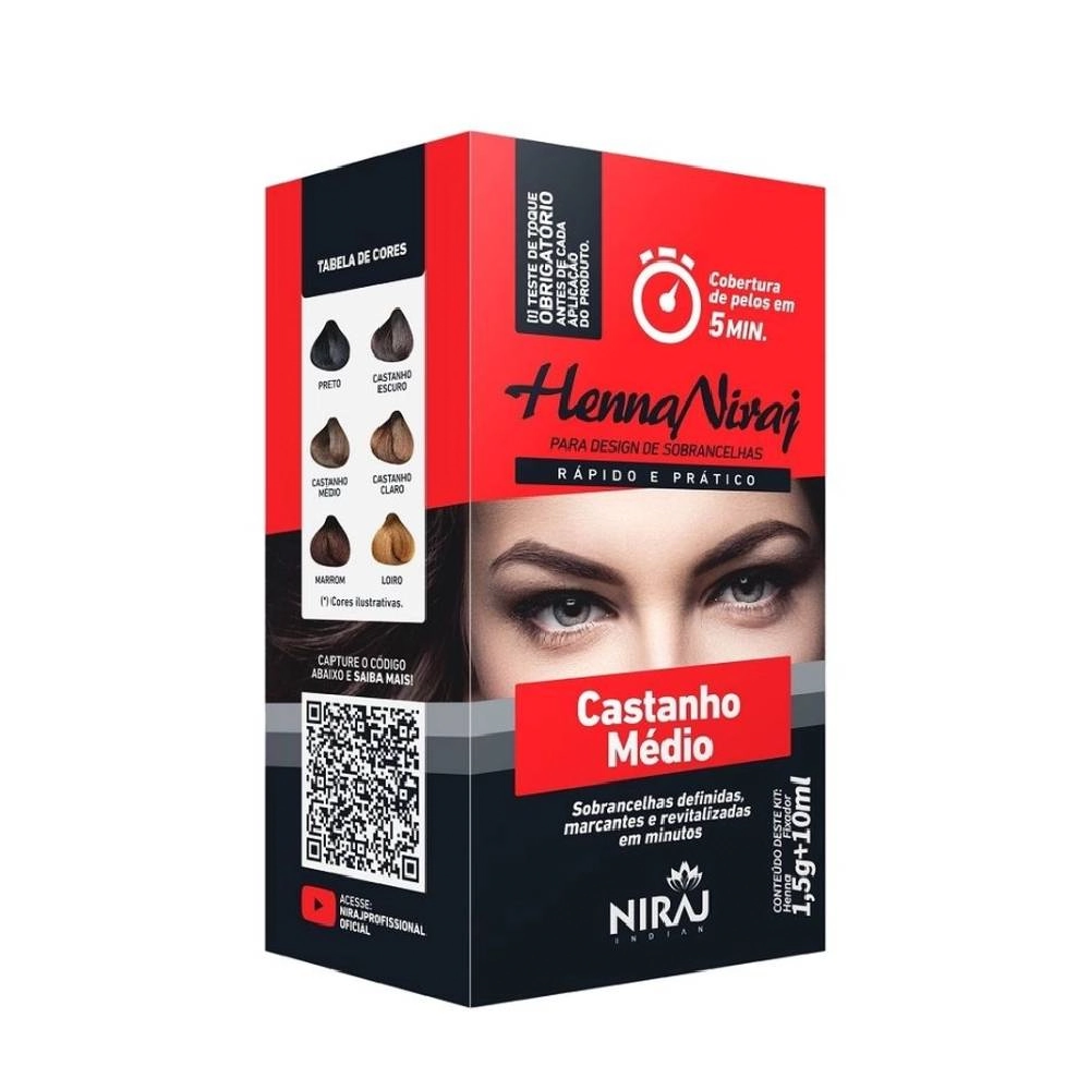 Kit Tint. Henna Niraj Castanho Medio 1,5g