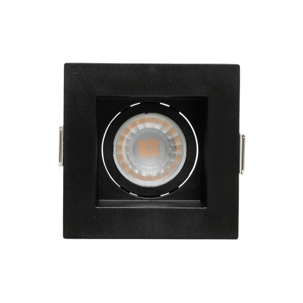 Kit 2 Spot Embutir Mr11 Quadrado Preto Recuado Save Energy