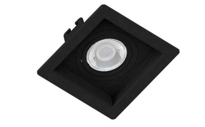 Kit 3 Spots Embutir Mr16 Quadrado Preto Recuado - Saveenergy