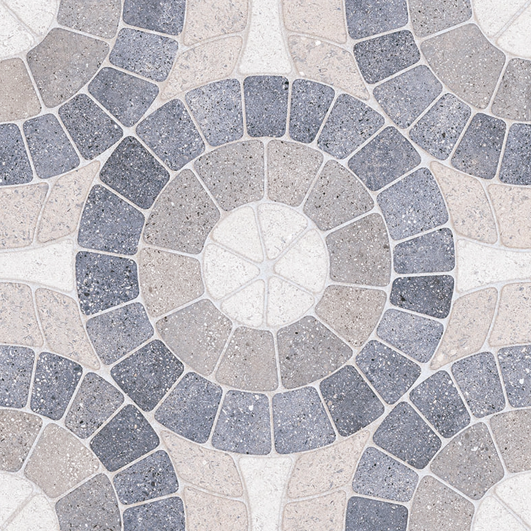 Piso Cerâmico Decorado Borda Arredondada Externo 61,5x61,5cm Mosaico Blue Ceral