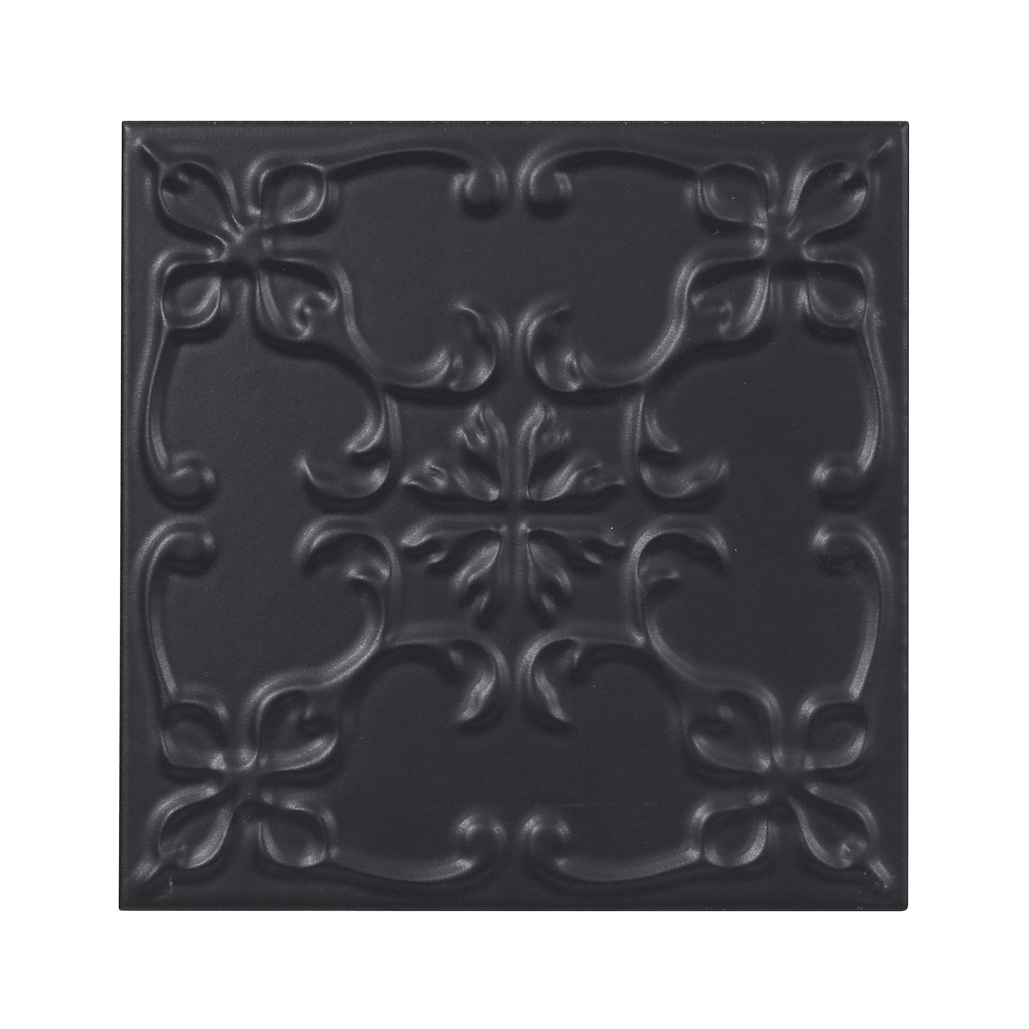 Revestimento Decorativo Cerâmica Artsy Floral Black 20,3x20,3cm Artens
