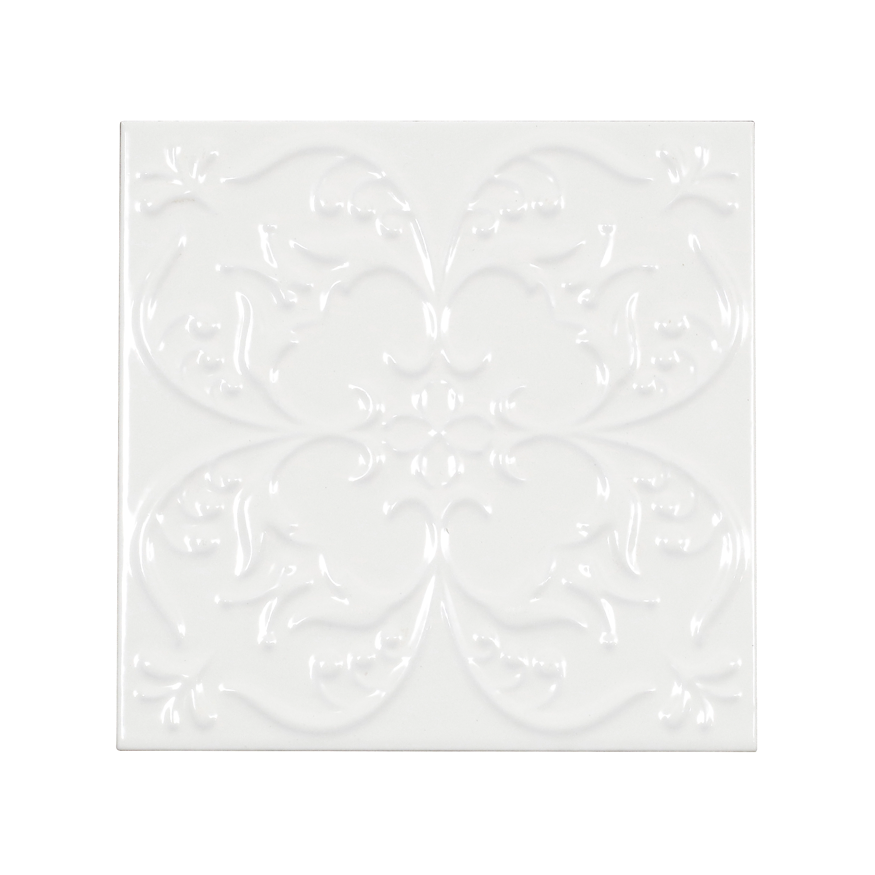 Revestimento Decorativo Cerâmica Artsy Floral Branco 20,3x20,3cm Artens
