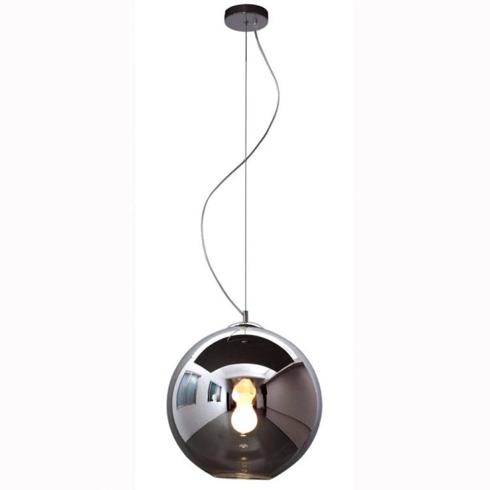 Pendente Bola Esfera Ø35cm Vidro Fumê E Aço Mais Luz Bivolt