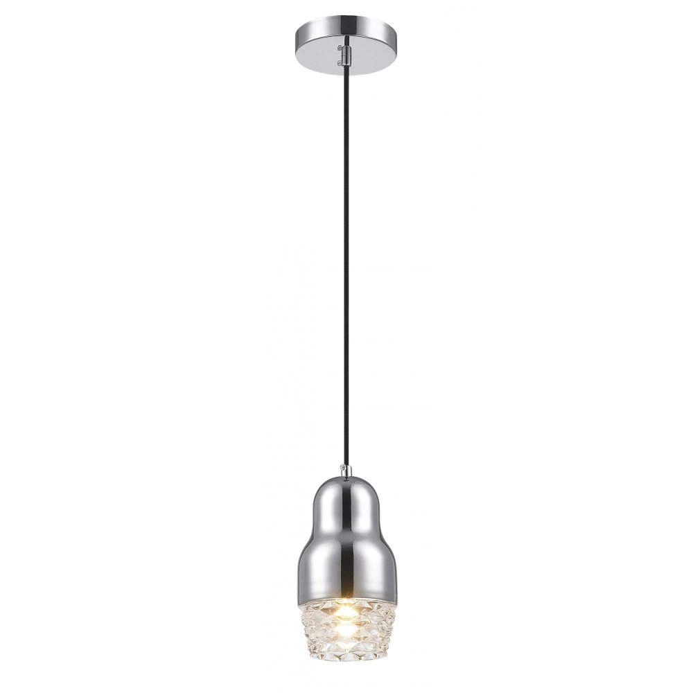 Pendente Elegante Em Vidro E Aço Cromado Mais Luz Bivolt