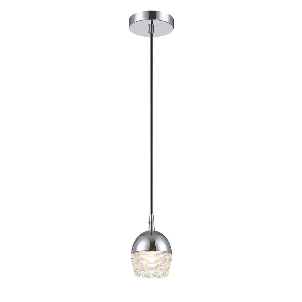Pendente 1 Lâmpada Elegante Em Vidro E Aço Mais Luz Bivolt