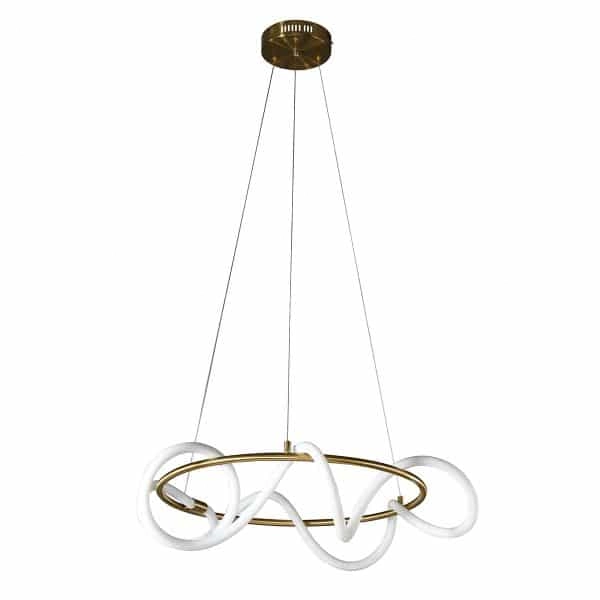 Pendente Led 35w 2700k Kotel Metal E Silicone Dourado 60cm Mais Luz