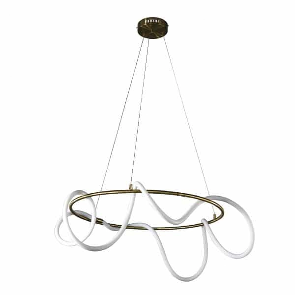 Pendente Led 45w 2700k Kotel Metal E Silicone Dourado 80cm Mais Luz