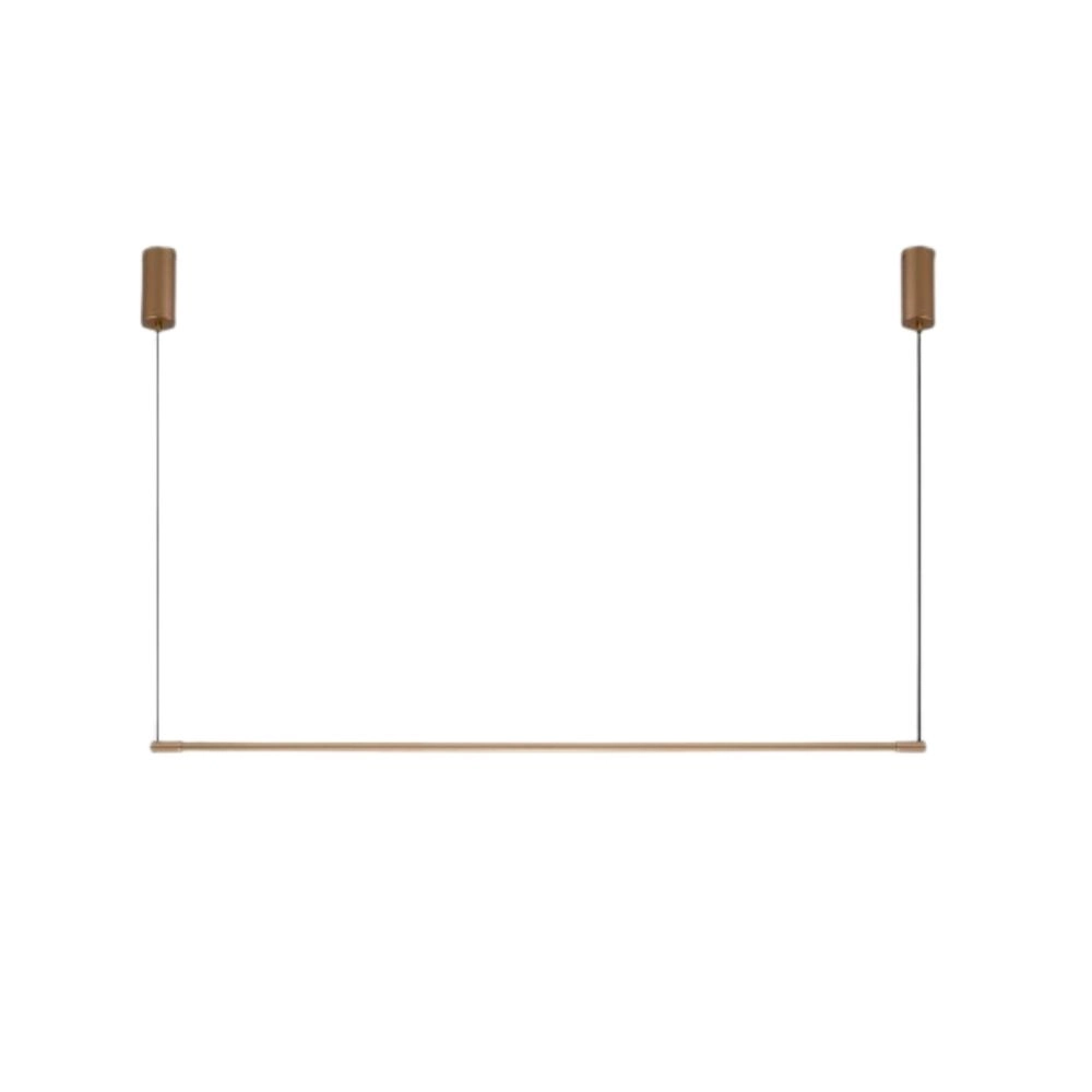 Pendente Retangular Led 12w 2700k 120cm Tenues Dourado Fosco Mais Luz