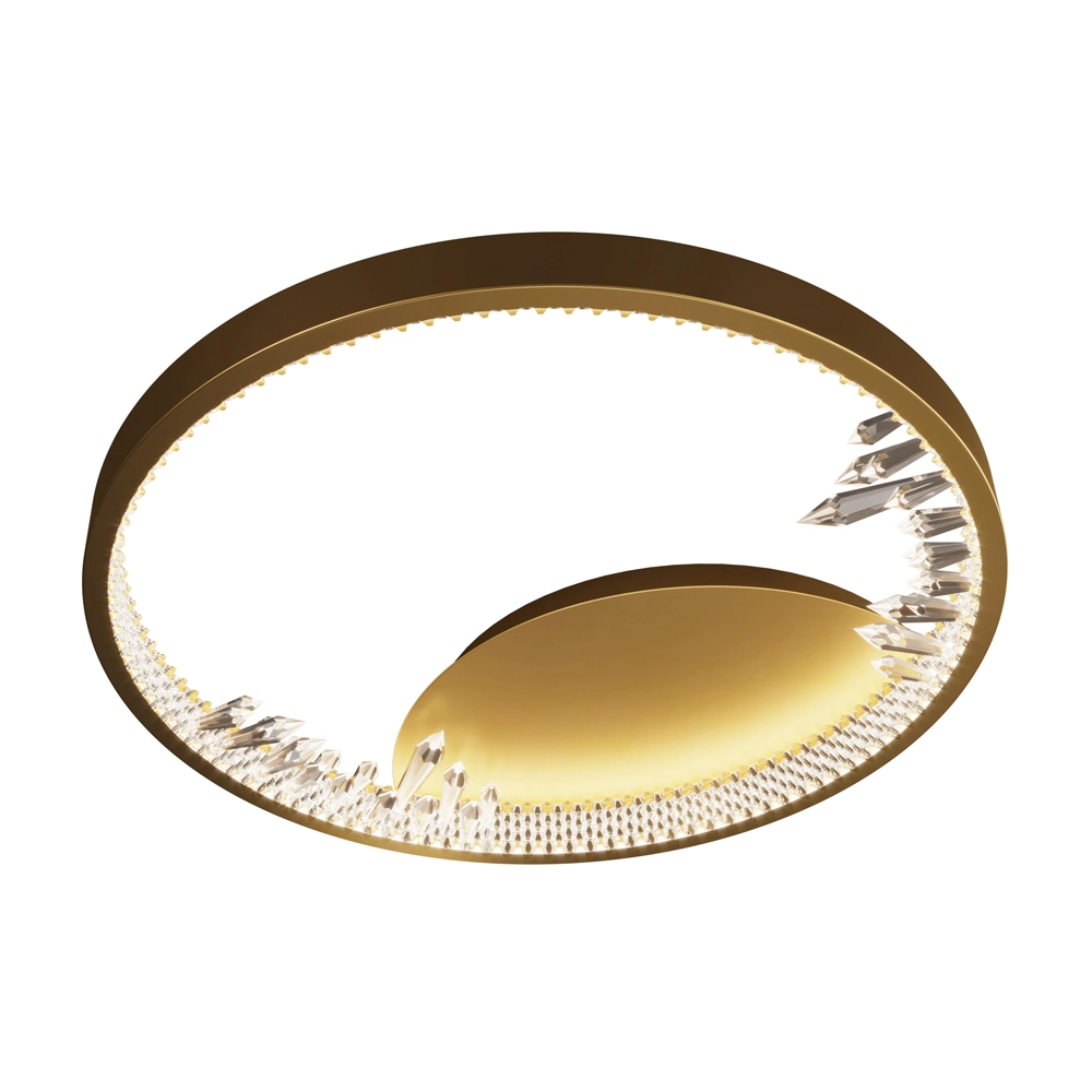 Plafon Sobrepor Moderno Led 40w 3000k Dourado Cristallo 40cm Bivolt